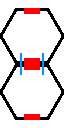 2 hexagons linked to eachother, each with 2 notches on opposite edges